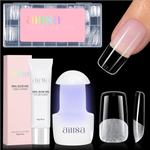 Nail Tips Set With Mini UV Cure Lamp & 30g Strong Solid Nail Glue 