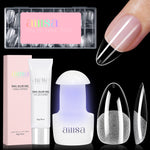 Nail Tips Set With Mini UV Cure Lamp & 30g Strong Solid Nail Glue 