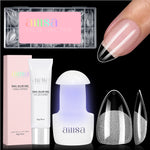 Nail Tips Set With Mini UV Cure Lamp & 30g Strong Solid Nail Glue 