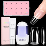 Nail Tips Set With Mini UV Cure Lamp & 30g Strong Solid Nail Glue 
