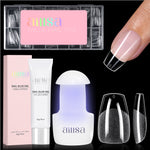 Nail Tips Set With Mini UV Cure Lamp & 30g Strong Solid Nail Glue 