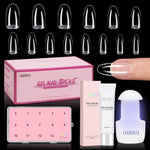 Nail Tips Set With Mini UV Cure Lamp & 30g Strong Solid Nail Glue 