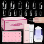 Nail Tips Set With Mini UV Cure Lamp & 30g Strong Solid Nail Glue 