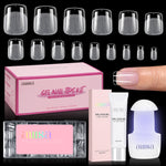 Nail Tips Set With Mini UV Cure Lamp & 30g Strong Solid Nail Glue 