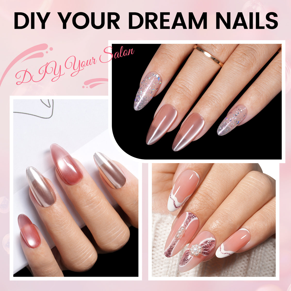 Nail Tips Set With Mini UV Cure Lamp & 30g Strong Solid Nail Glue 