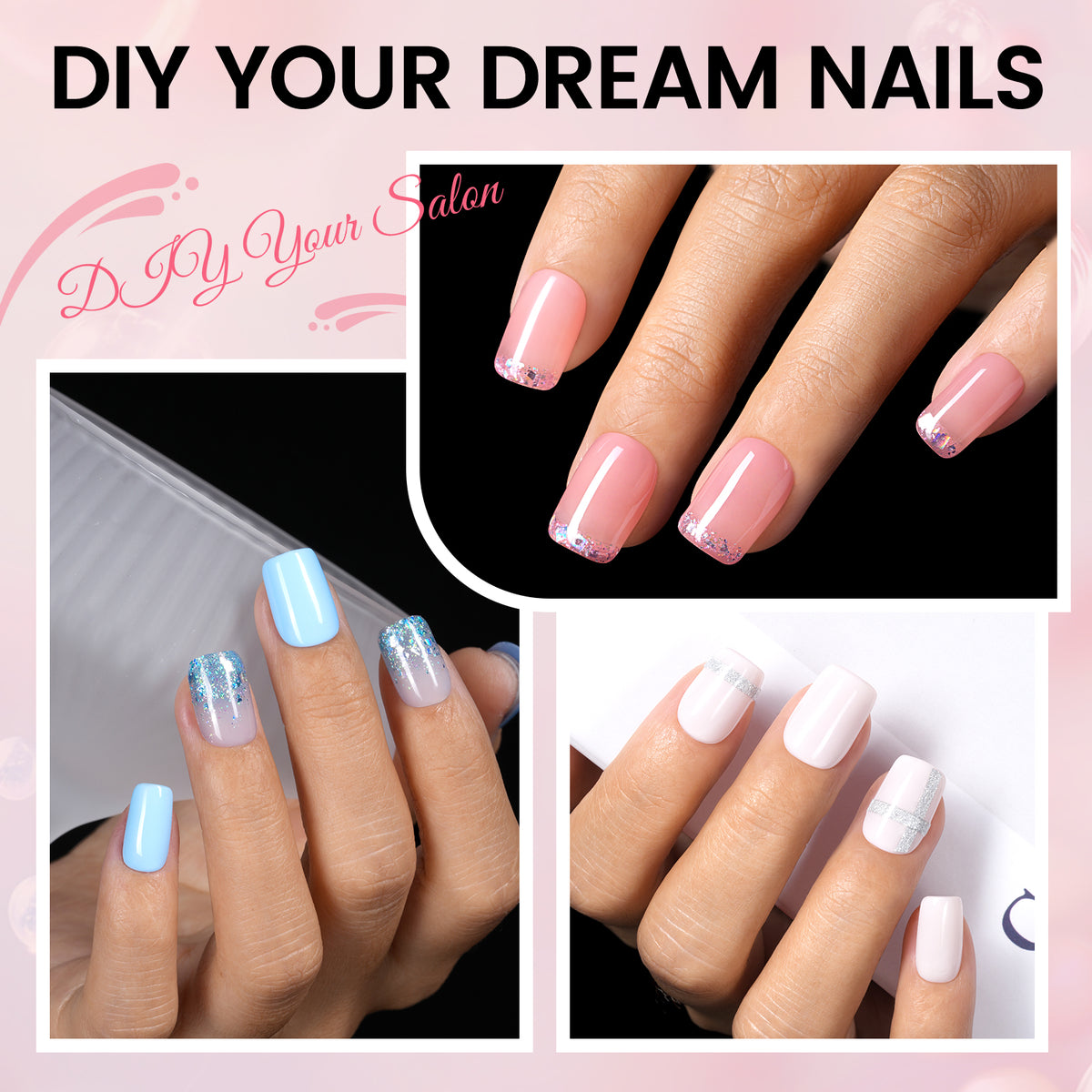 Nail Tips Set With Mini UV Cure Lamp & 30g Strong Solid Nail Glue 