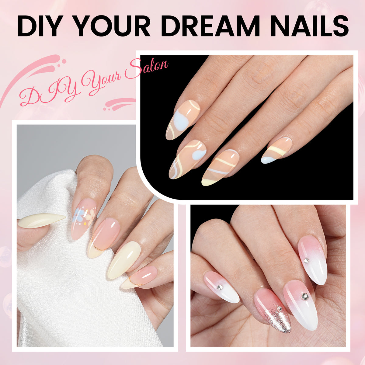 Nail Tips Set With Mini UV Cure Lamp & 30g Strong Solid Nail Glue 
