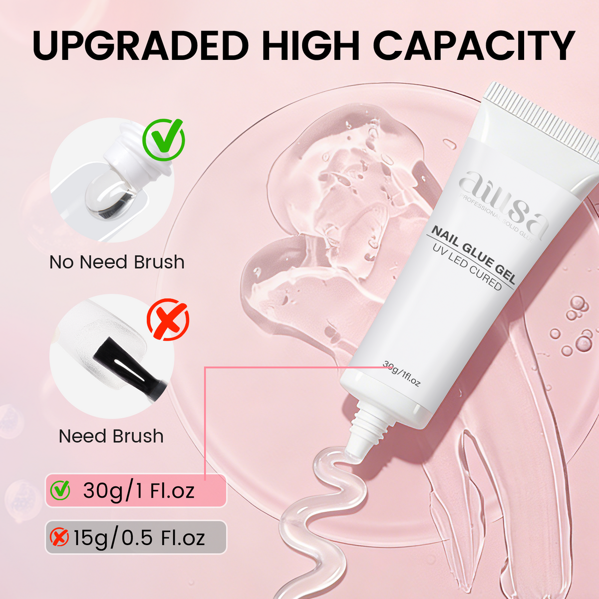 Nail Tips Set With Mini UV Cure Lamp & 30g Strong Solid Nail Glue 