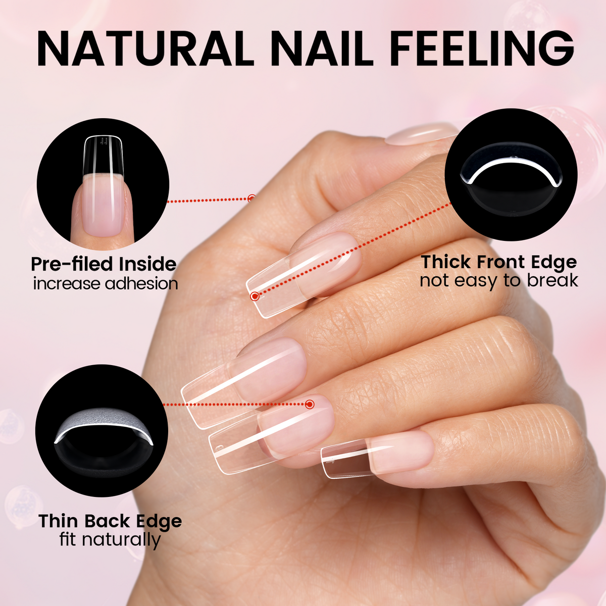 Nail Tips Set With Mini UV Cure Lamp & 30g Strong Solid Nail Glue 