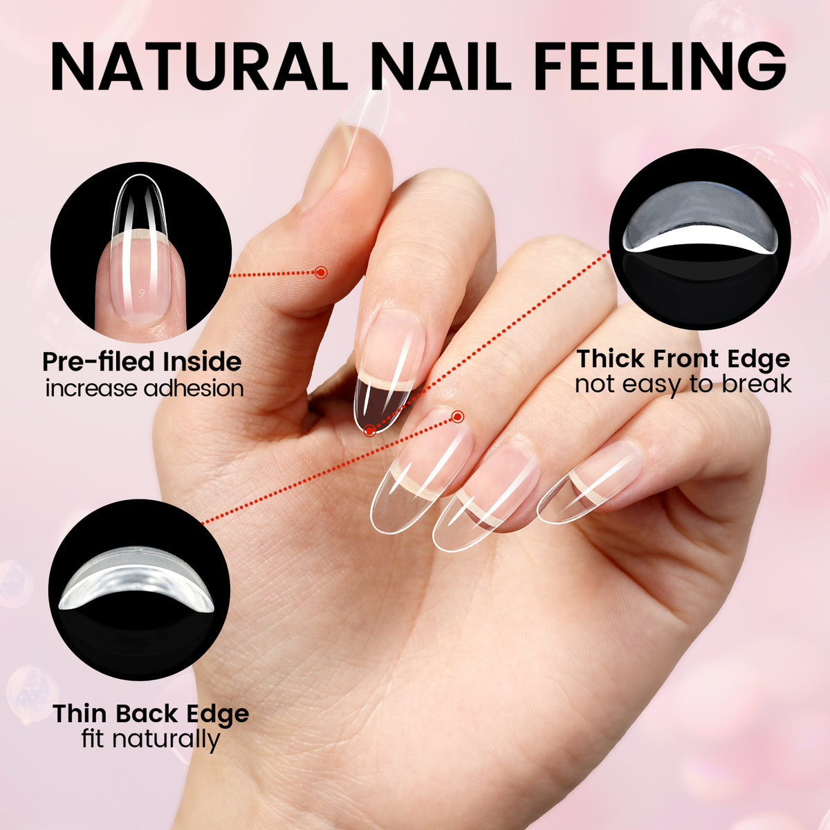 Nail Tips Set With Mini UV Cure Lamp & 30g Strong Solid Nail Glue 