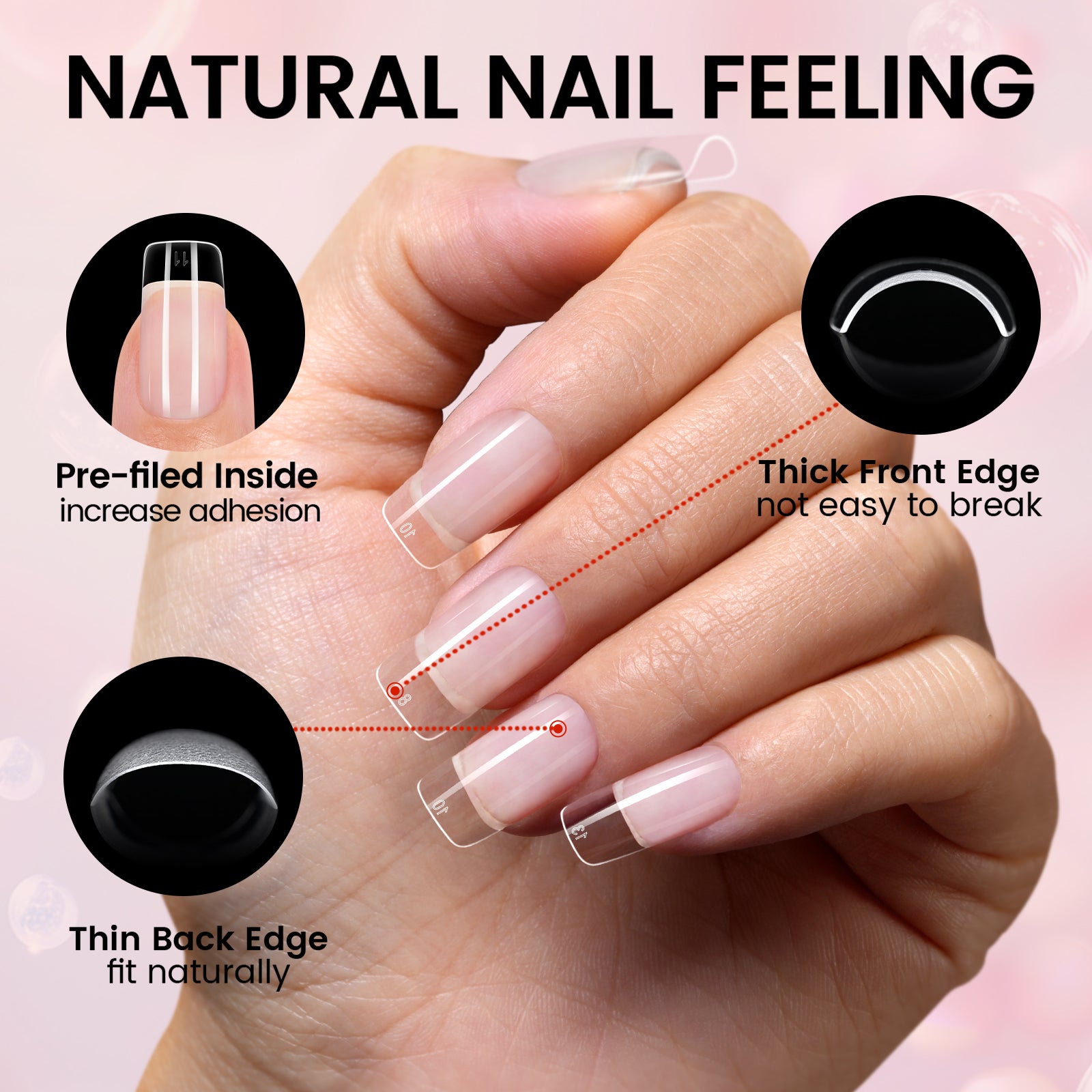 Nail Tips Set With Mini UV Cure Lamp & 30g Strong Solid Nail Glue 