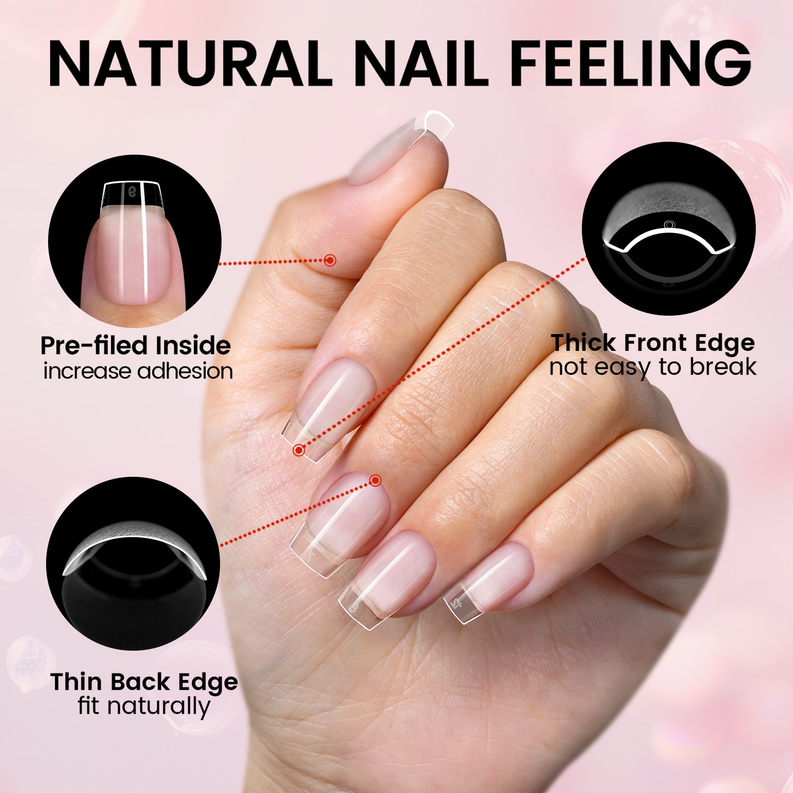 Nail Tips Set With Mini UV Cure Lamp & 30g Strong Solid Nail Glue 