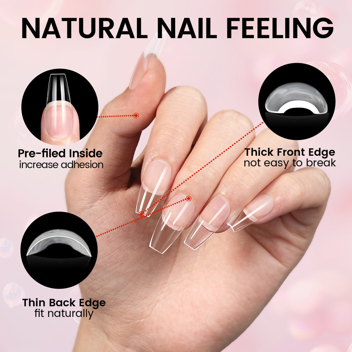 Nail Tips Set With Mini UV Cure Lamp & 30g Strong Solid Nail Glue 