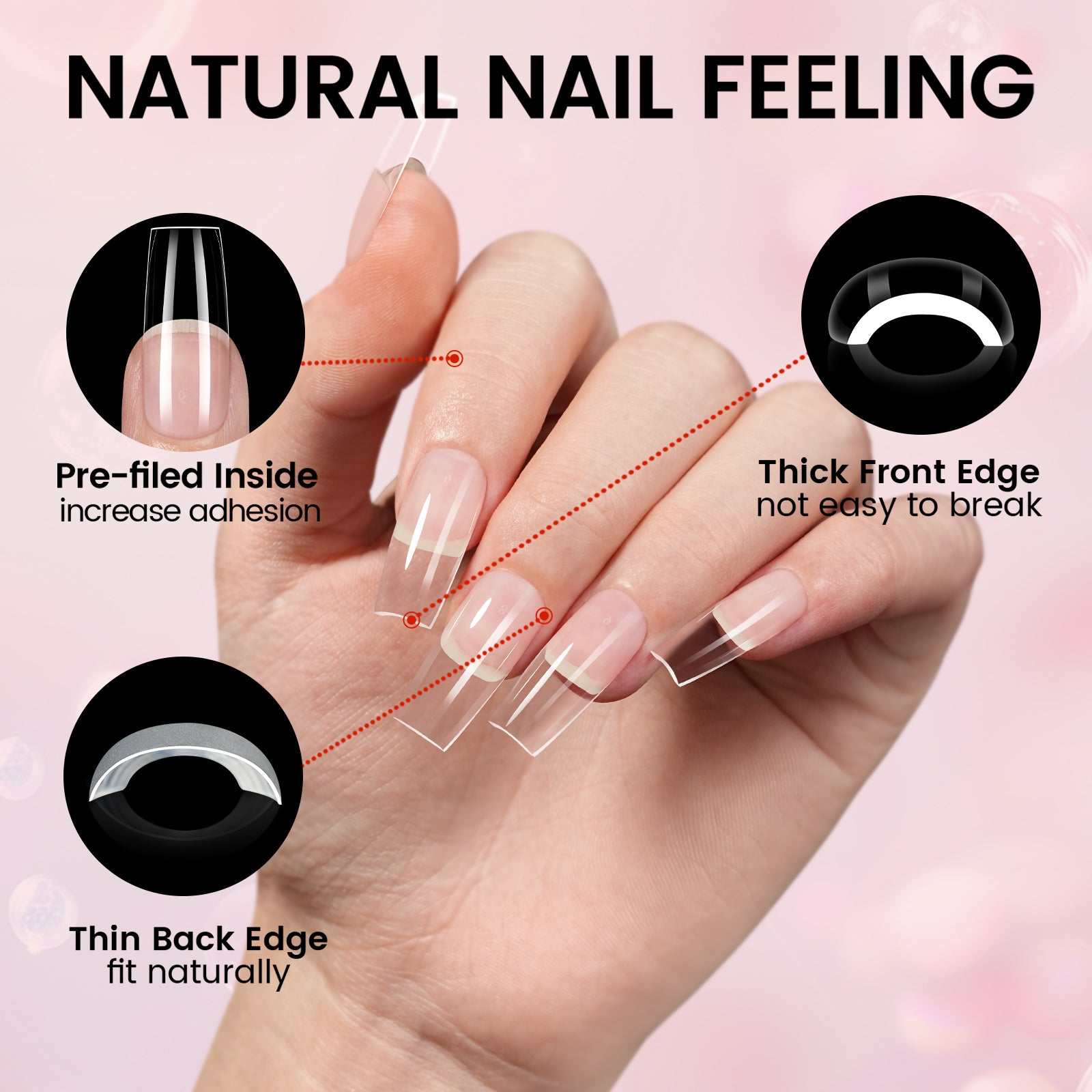 Nail Tips Set With Mini UV Cure Lamp & 30g Strong Solid Nail Glue 