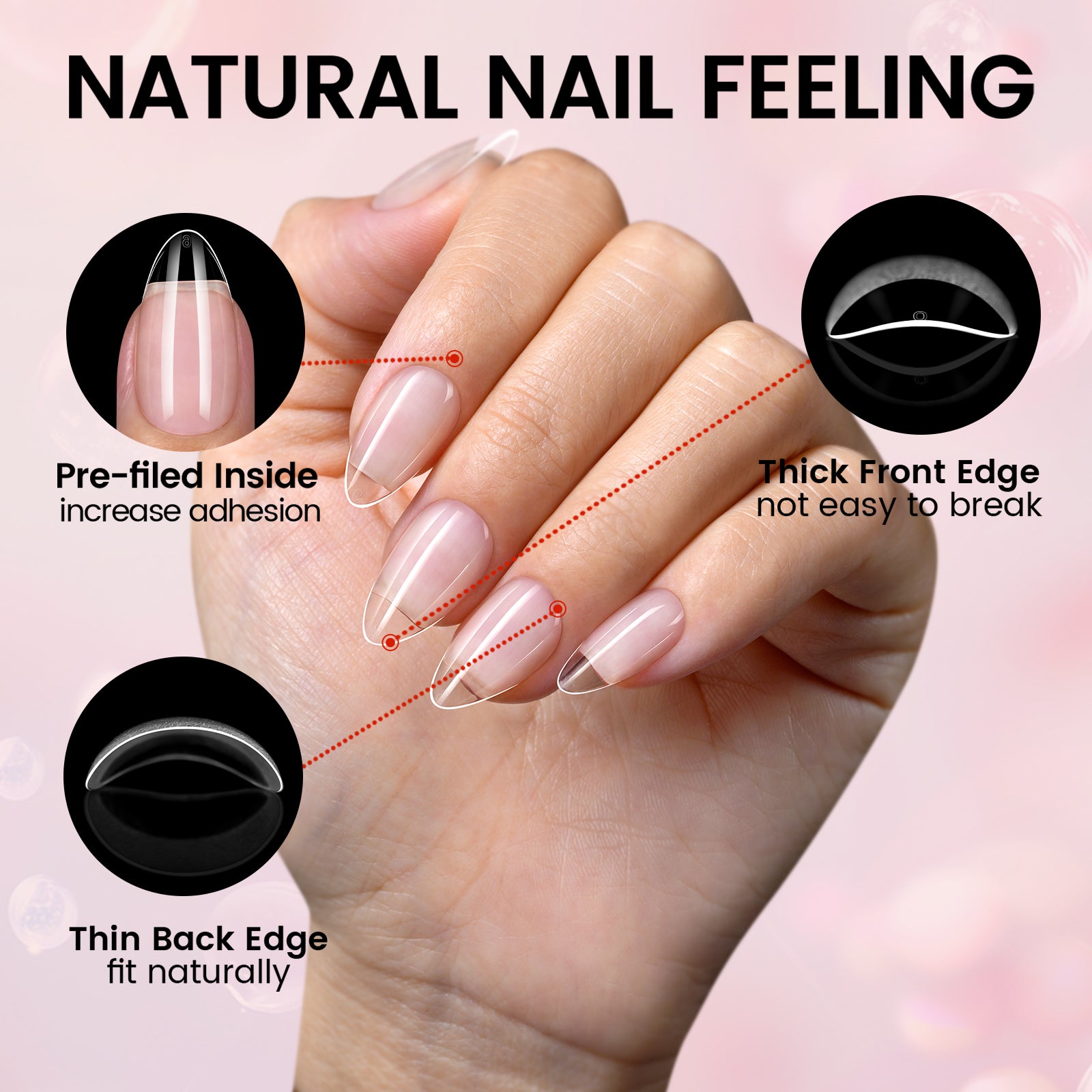 Nail Tips Set With Mini UV Cure Lamp & 30g Strong Solid Nail Glue 