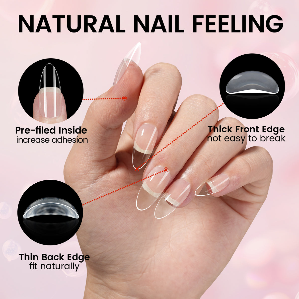 Nail Tips Set With Mini UV Cure Lamp & 30g Strong Solid Nail Glue 
