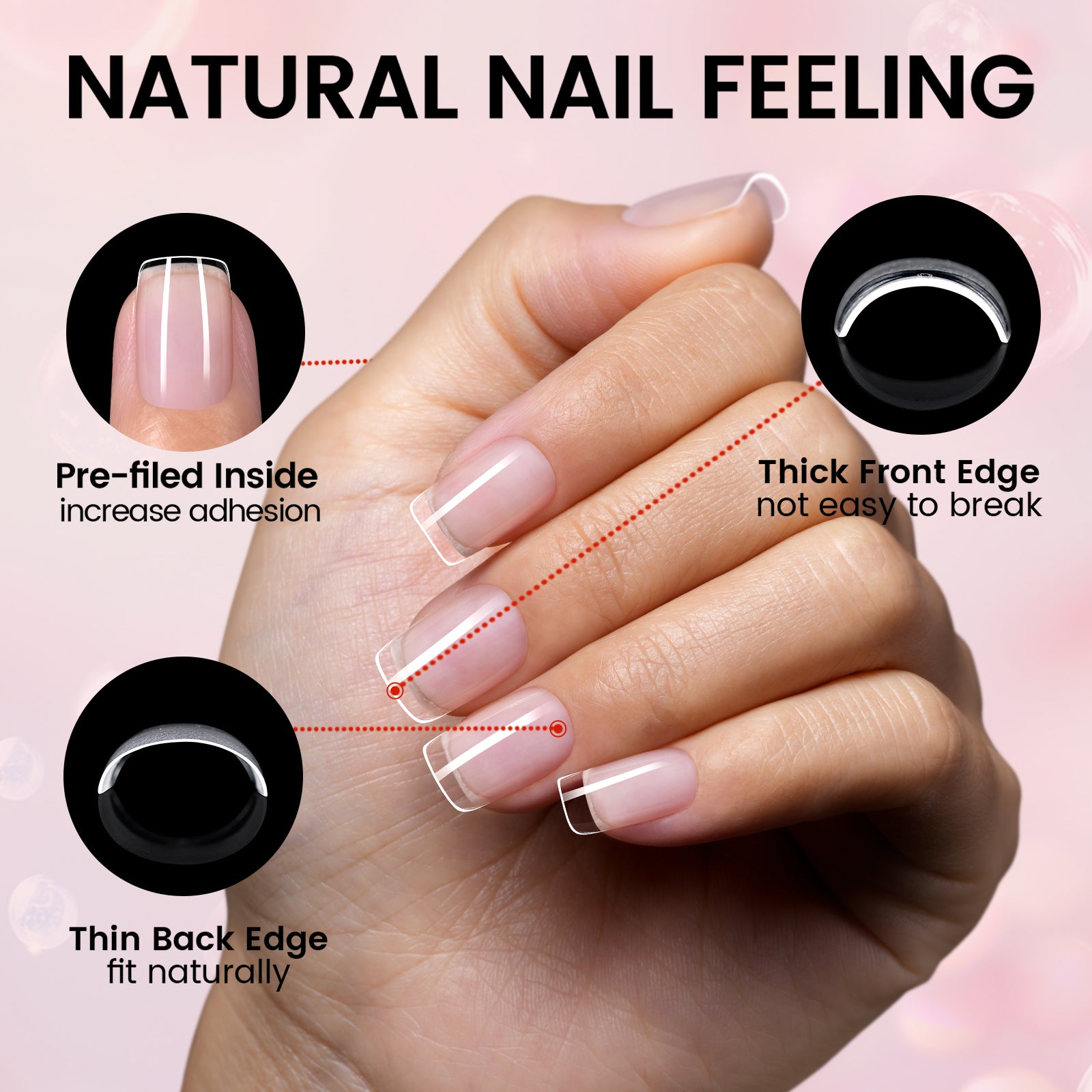 Nail Tips Set With Mini UV Cure Lamp & 30g Strong Solid Nail Glue 