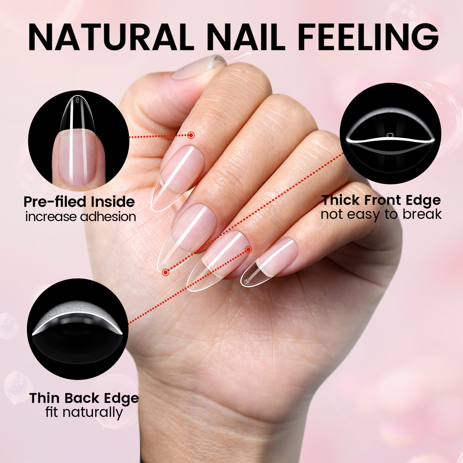 Nail Tips Set With Mini UV Cure Lamp & 30g Strong Solid Nail Glue 