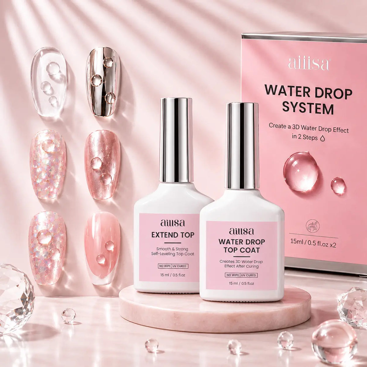 AILLSA 3D Water Drop Gel Top Coat Set