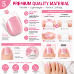 AILLSA Square Glossy French Tip Toe Nail Press on