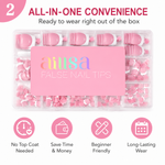 AILLSA Square Glossy French Tip Toe Nail Press on