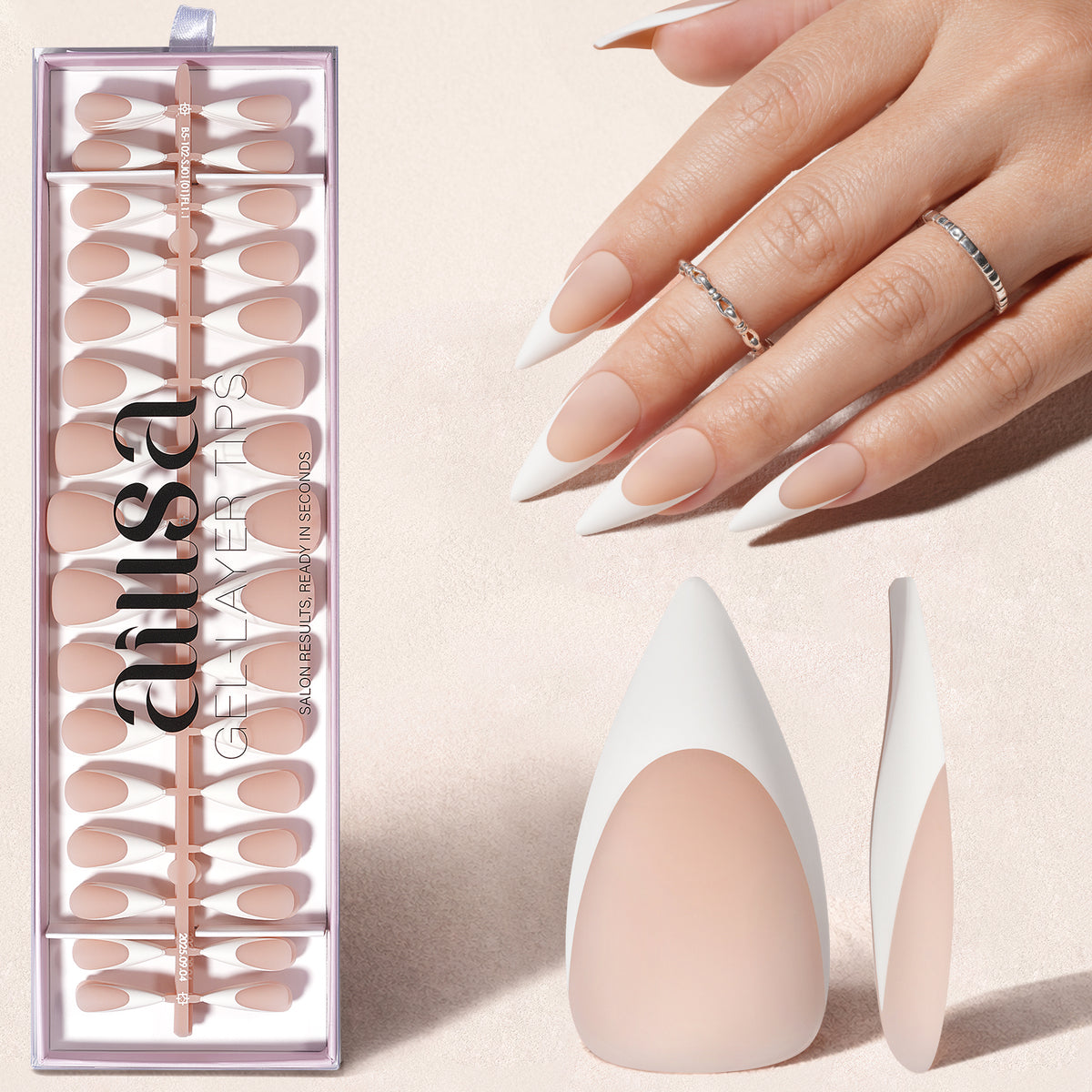 Nude Base French Tip Press On Nails 