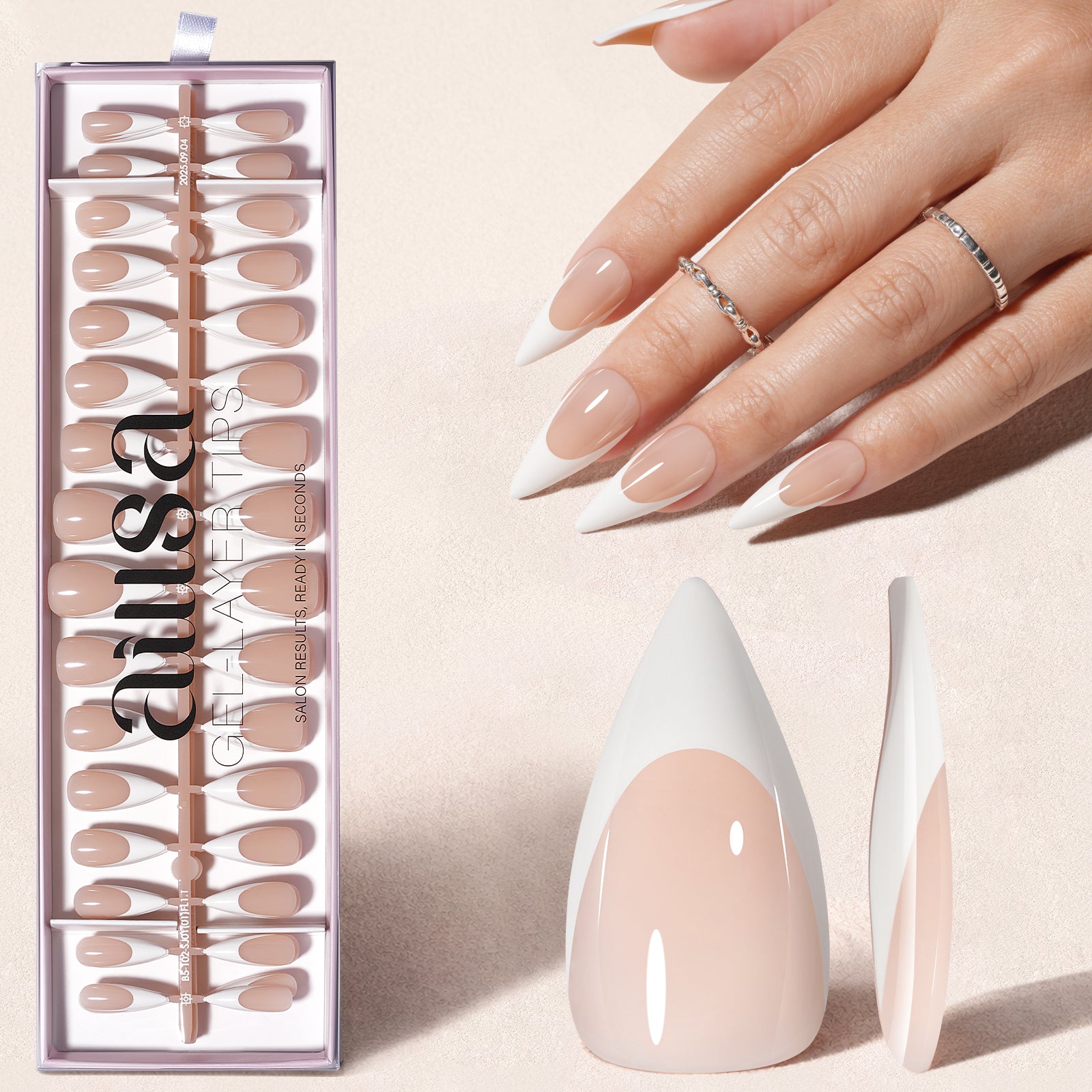 Nude Base French Tip Press On Nails 