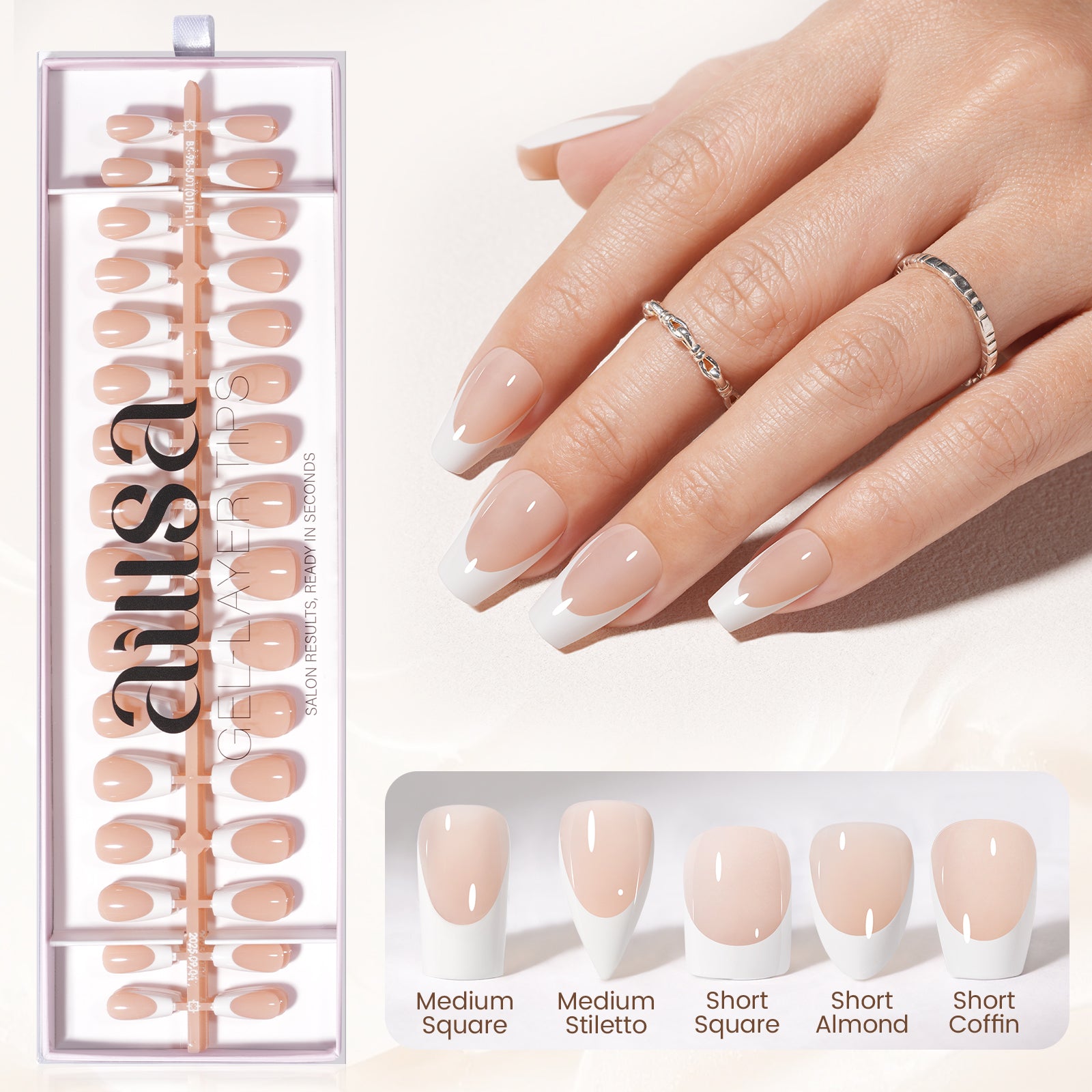 Nude Base French Tip Press On Nails 