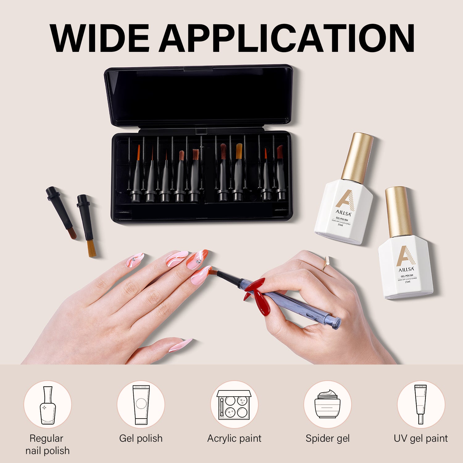 AILLSA Nail Art Brush Set 