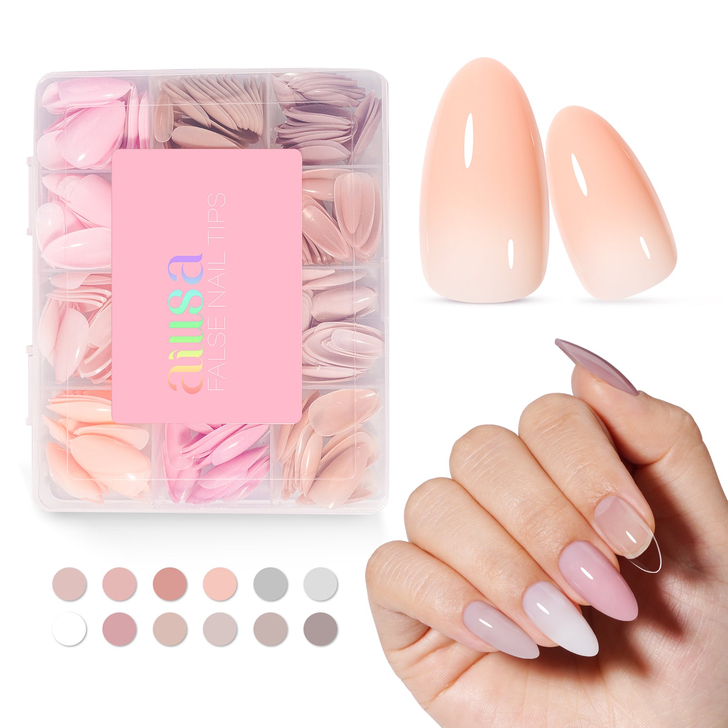 12 Mixed Colors Press-On Nails 
