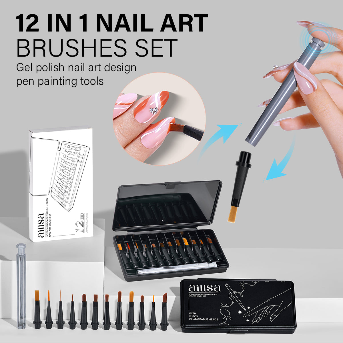 AILLSA Nail Art Brush Set 