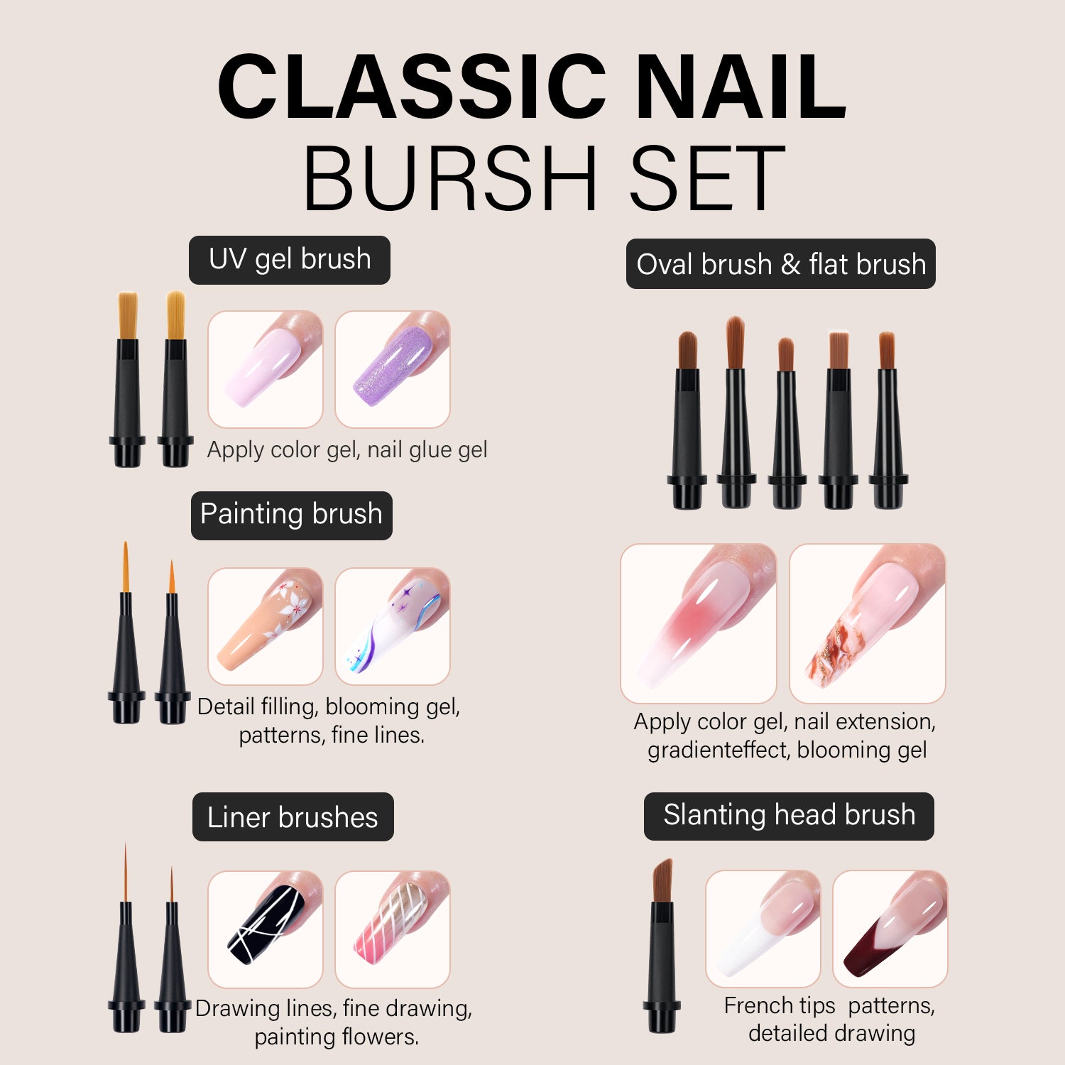 AILLSA Nail Art Brush Set 
