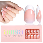 Short Oval French Tip Press on Nails 