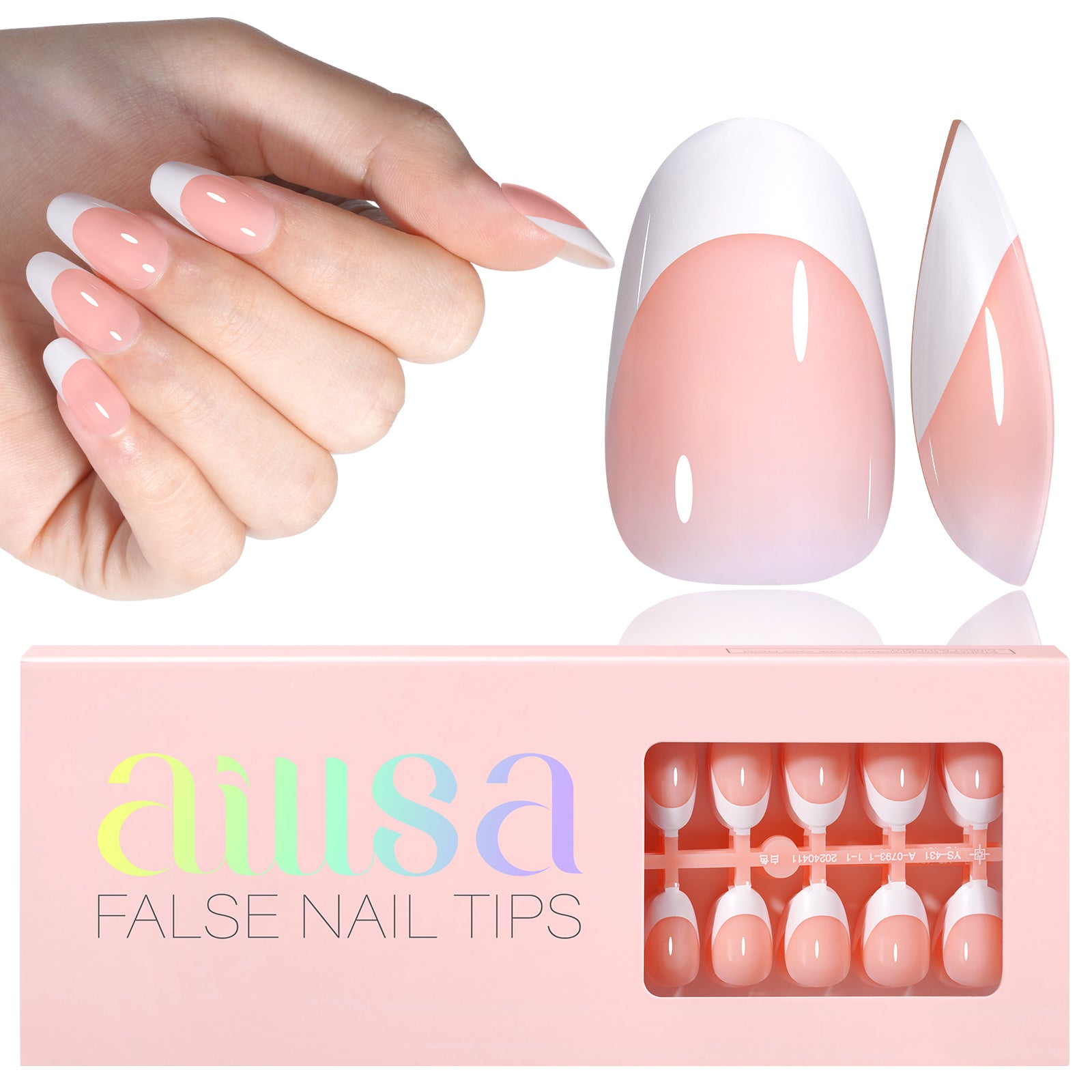 Short Oval French Tip Press on Nails 
