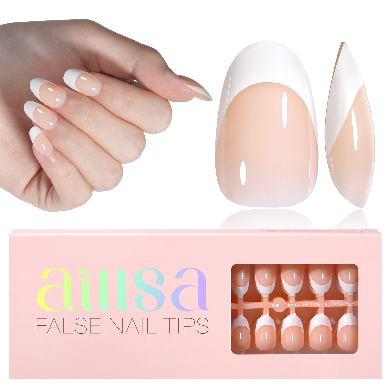 Short Oval French Tip Press on Nails 