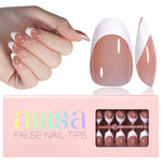 Short Oval French Tip Press on Nails 