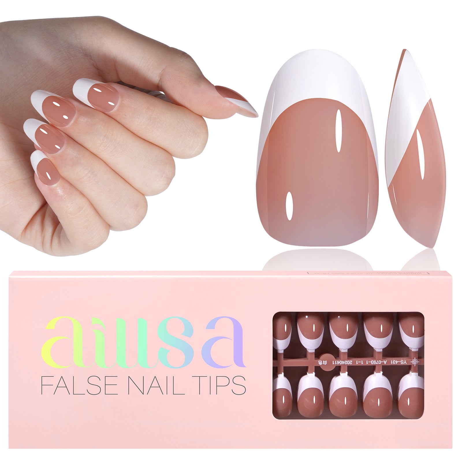 Short Oval French Tip Press on Nails 