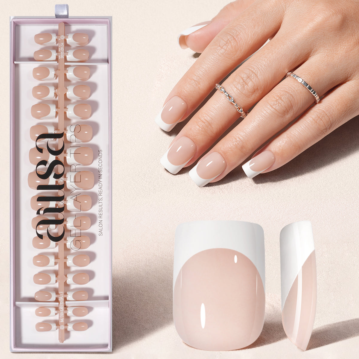 Nude Base French Tip Press On Nails 