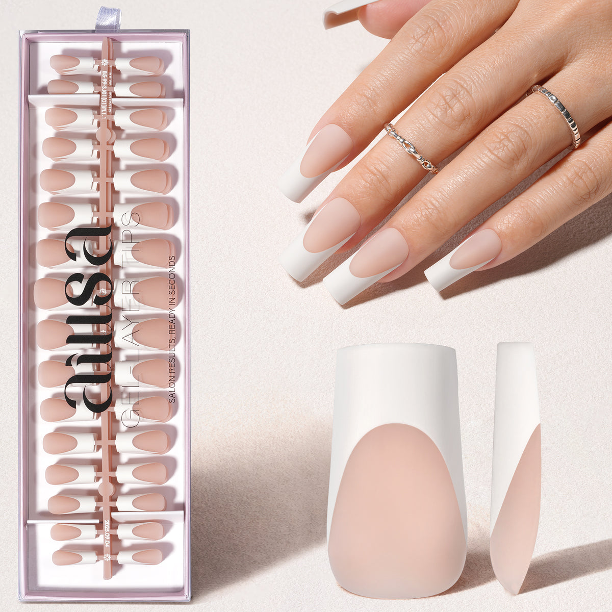 Nude Base French Tip Press On Nails 
