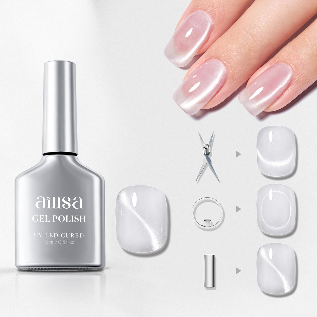 AILLSA Soft Velvet Cat Eye Gel Polish Set with 3 Magnetic Tools 