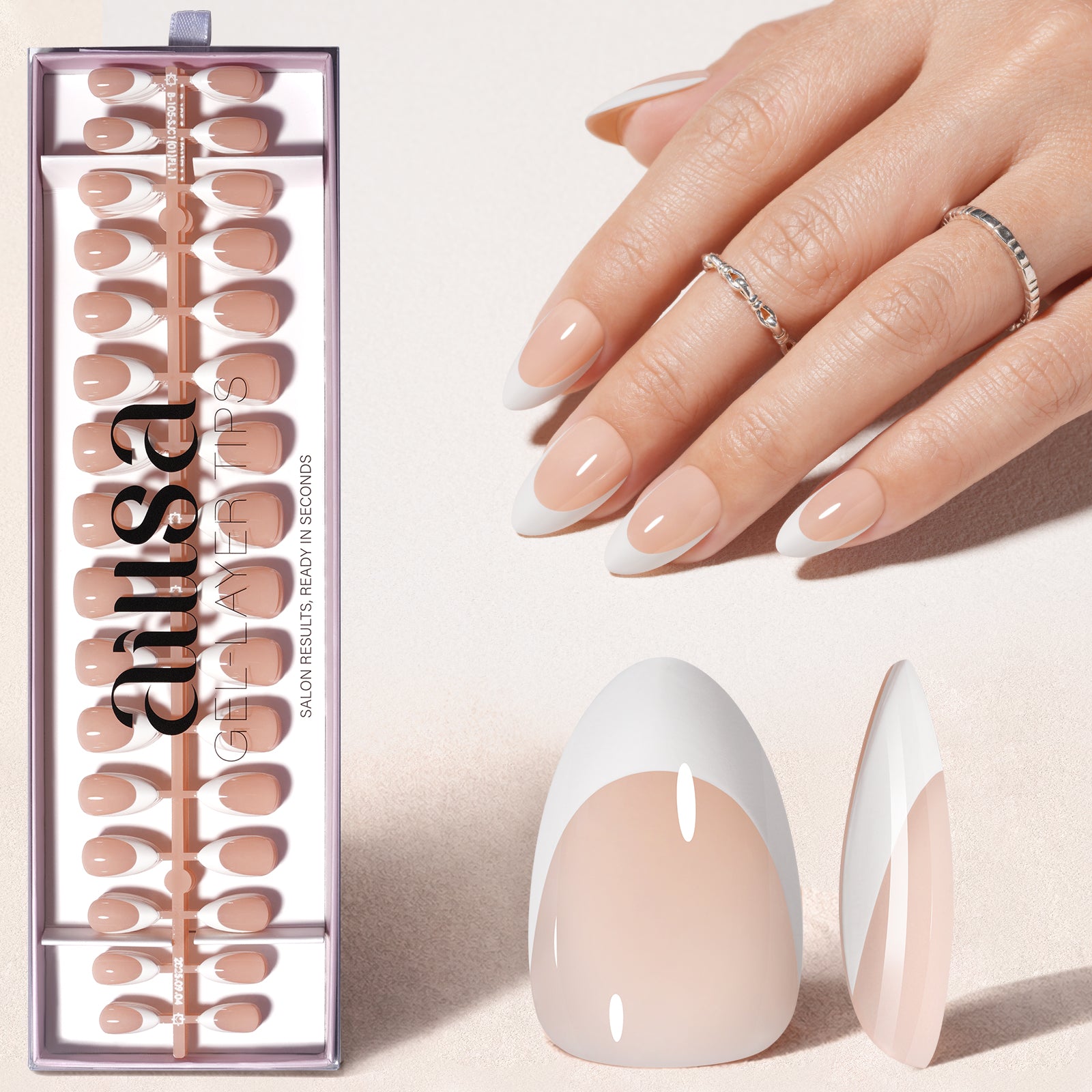 Nude Base French Tip Press On Nails 