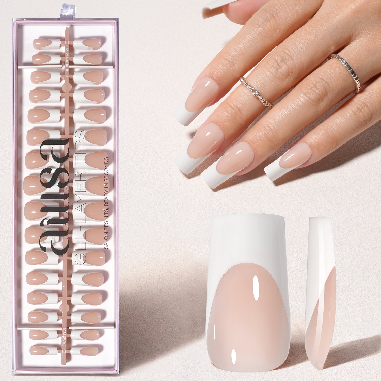Nude Base French Tip Press On Nails 