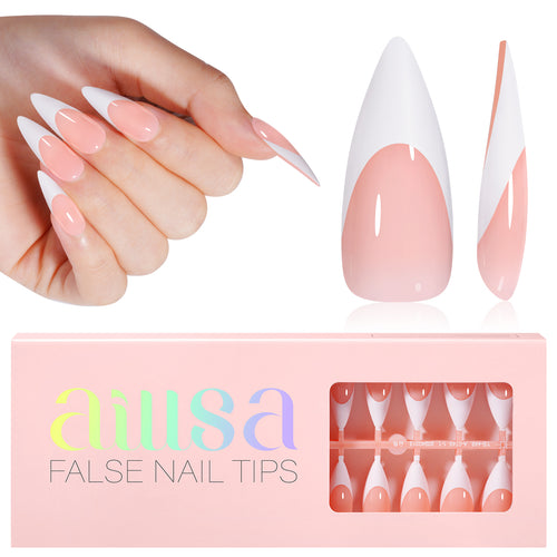 French Tip Press on Nails #Peach-nude