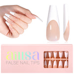 Long Coffin French Tip Press on Nails 