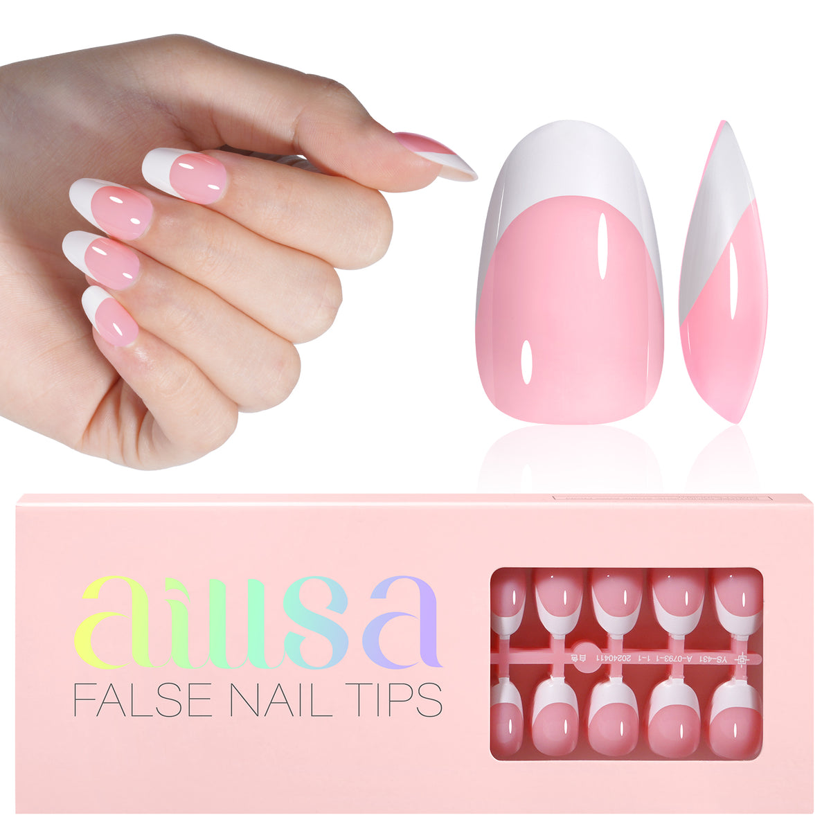 Short Oval French Tip Press on Nails 