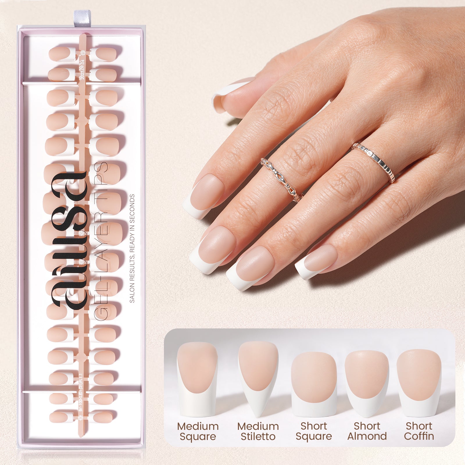Nude Base French Tip Press On Nails 