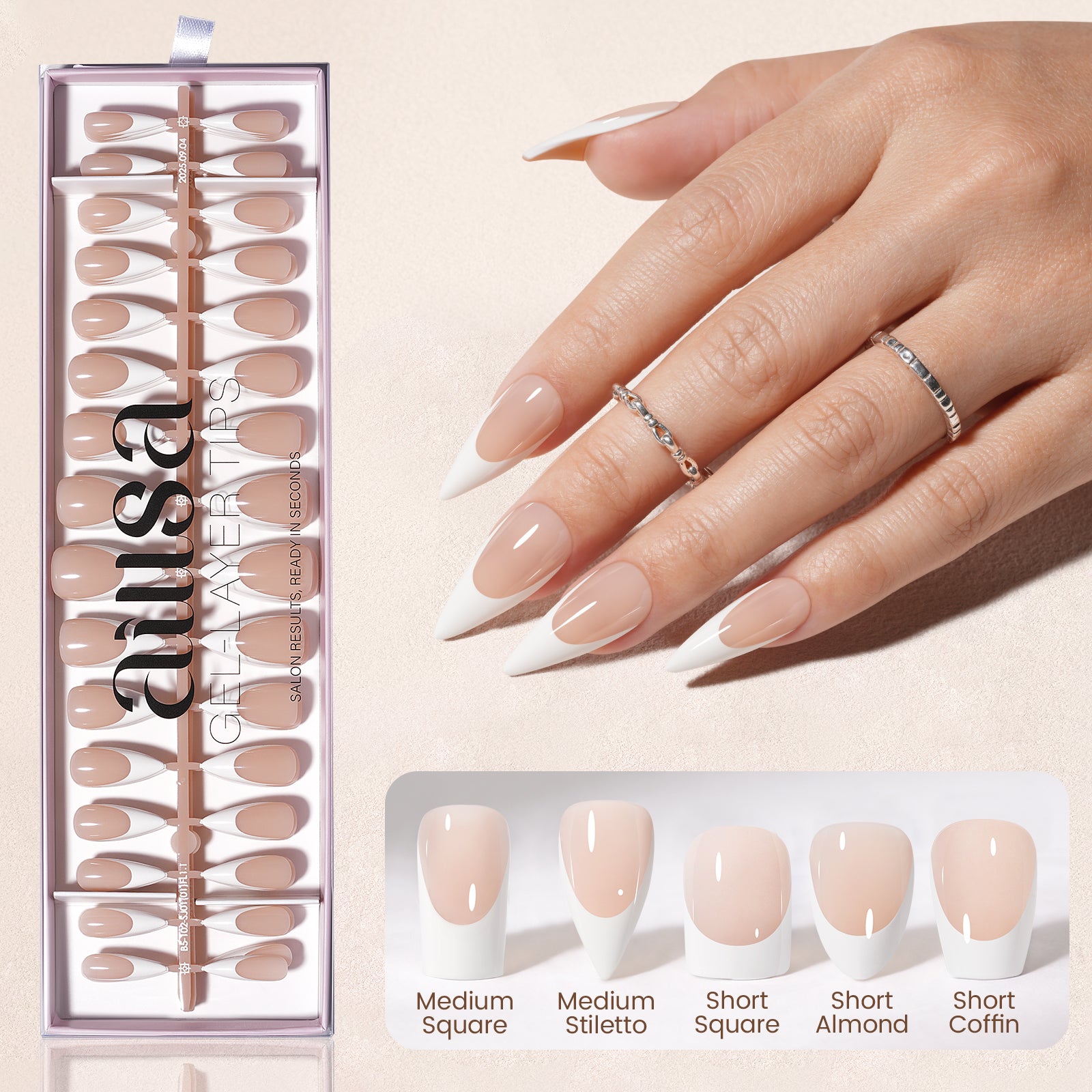 Nude Base French Tip Press On Nails 