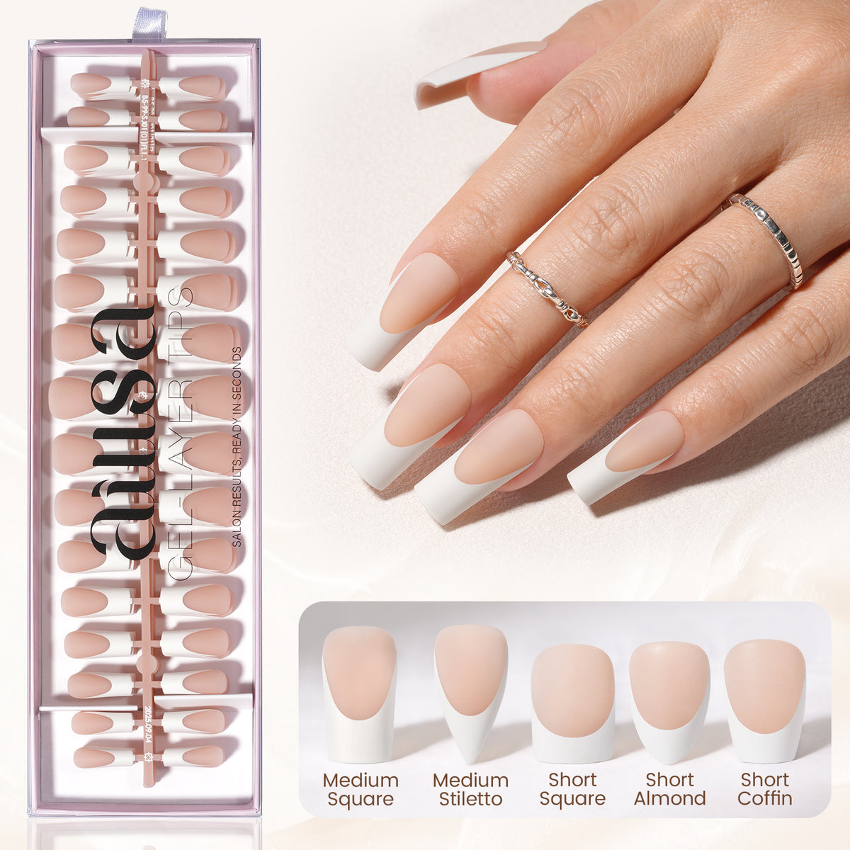 Nude Base French Tip Press On Nails 