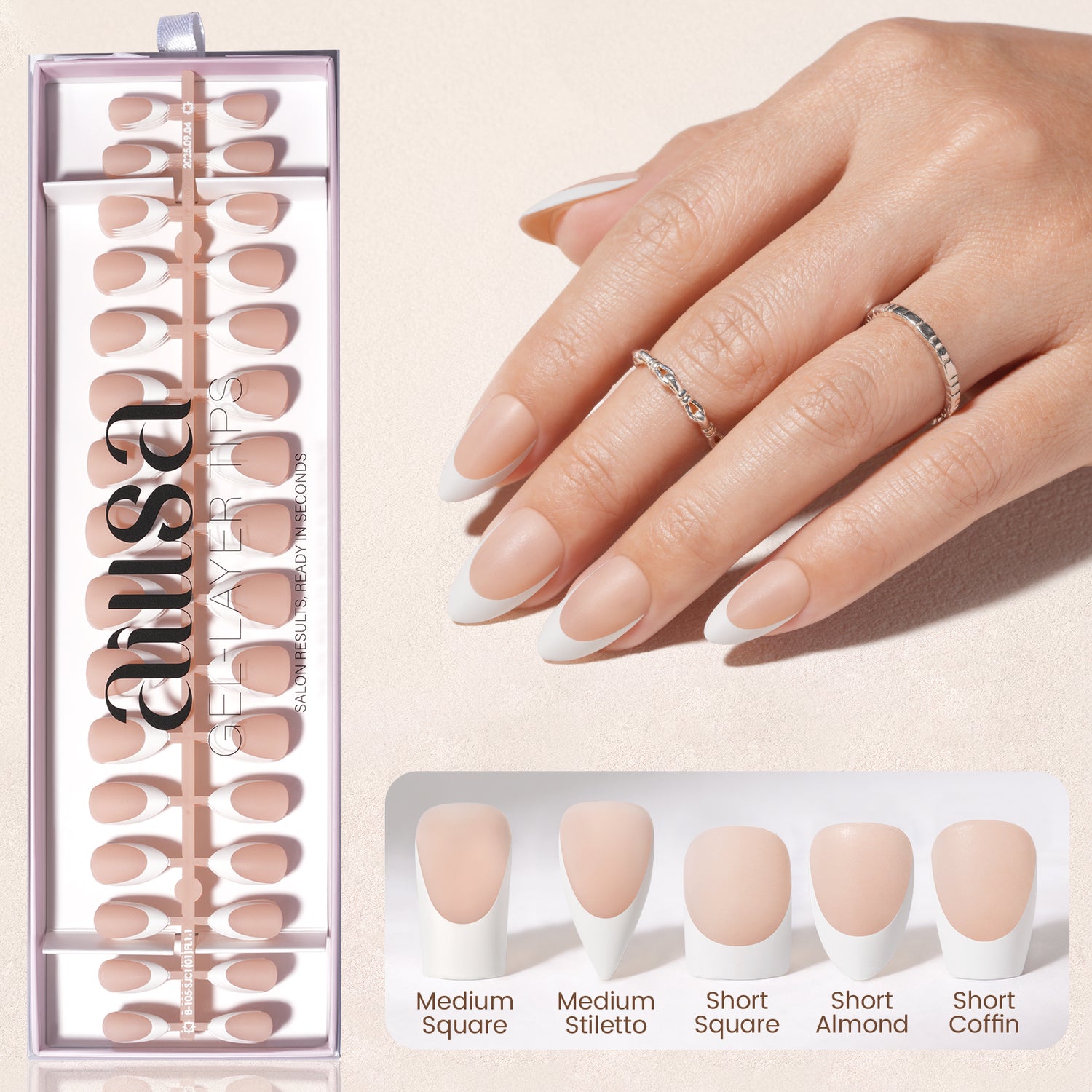 Nude Base French Tip Press On Nails 