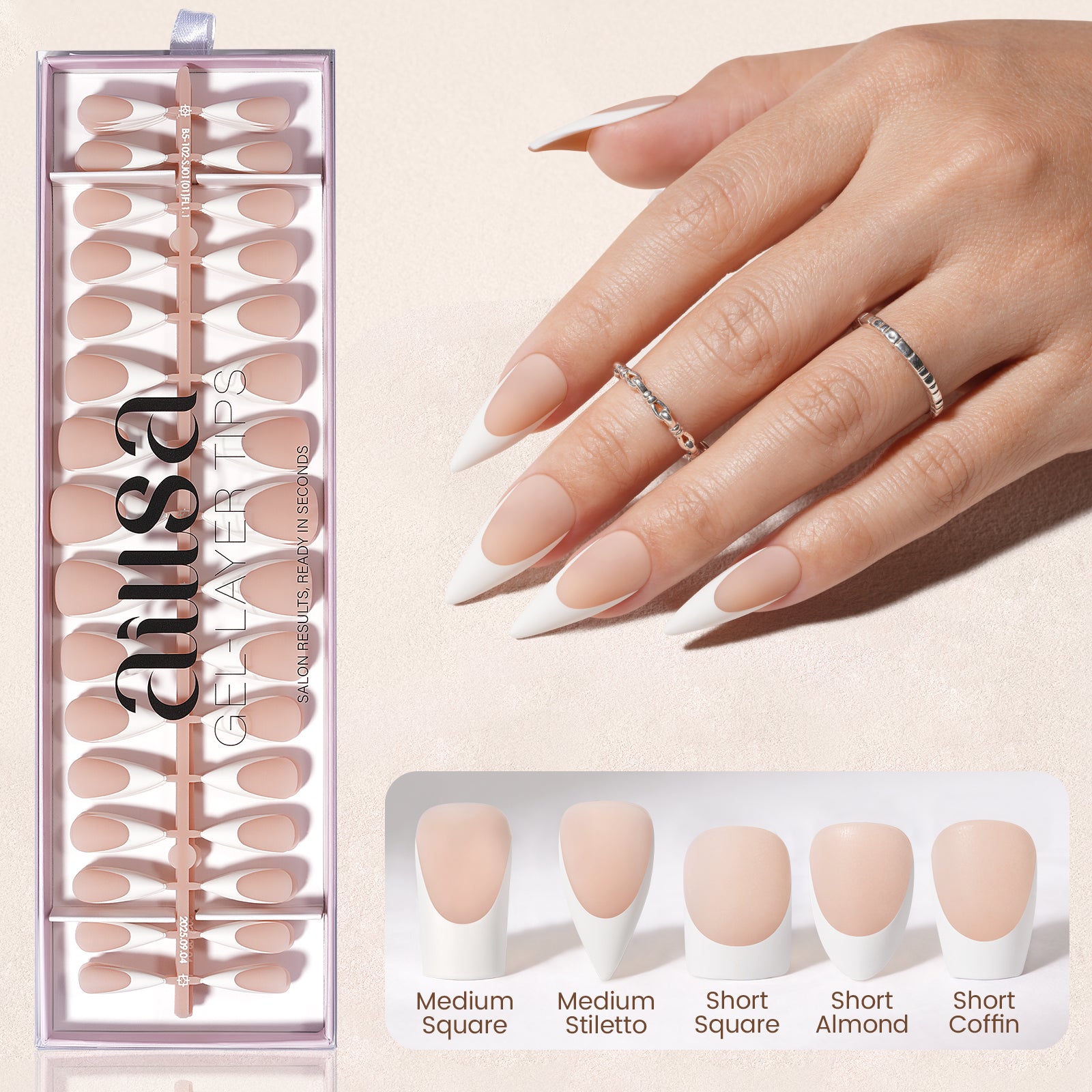 Nude Base French Tip Press On Nails 